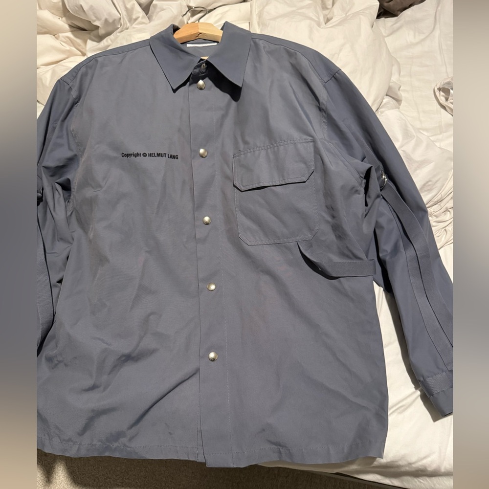 Helmut Lang Oversized Gray Button-Up Shirt (Style: HLM61789) - Size L